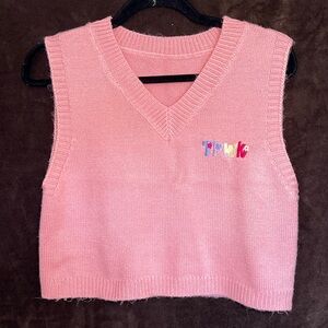 Pink TPWK Sleeveless Knit Sweater Vest